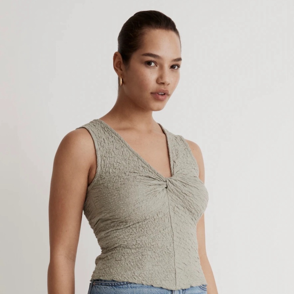 Madewell Popcorn-Knit Twist-Front Sleeveless Top